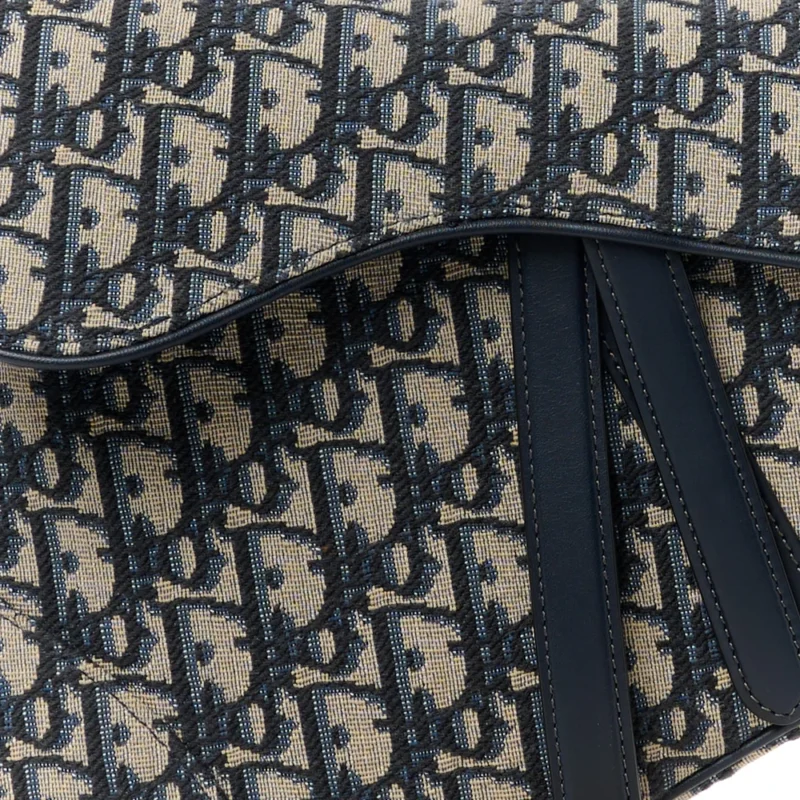 DIOR MEDIUM SADDLE BAG BLUE OBLIQUE CANVAS BRASS HARDWARE - Image 8