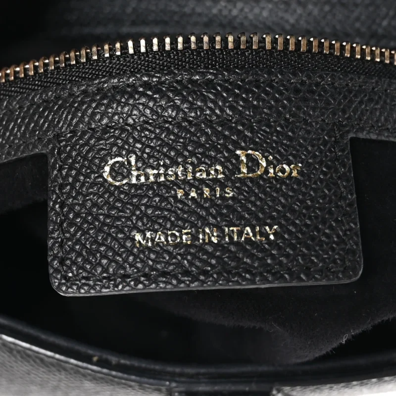 DIOR MEDIUM SADDLE BAG BLACK GRAINED CALFSKIN LEATHER GOLD HARDWARE - Image 2