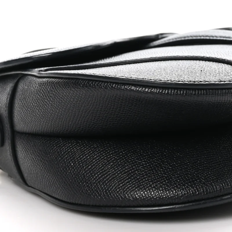 DIOR MEDIUM SADDLE BAG BLACK GRAINED CALFSKIN LEATHER GOLD HARDWARE - Image 4