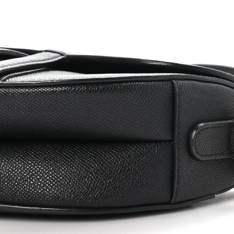 DIOR MEDIUM SADDLE BAG BLACK GRAINED CALFSKIN LEATHER GOLD HARDWARE - Image 5
