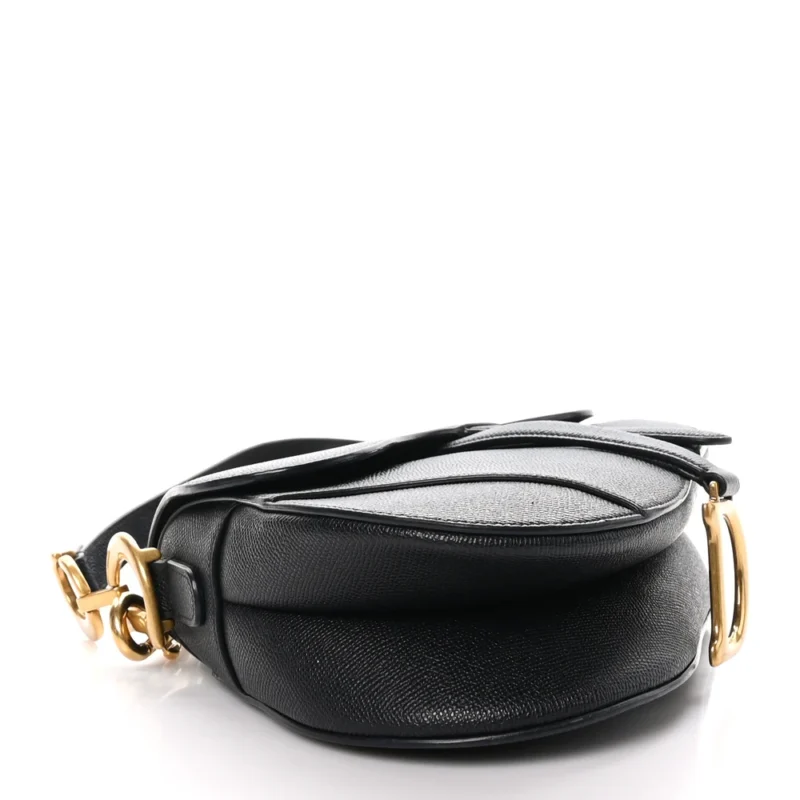 DIOR MEDIUM SADDLE BAG BLACK GRAINED CALFSKIN LEATHER GOLD HARDWARE - Image 6