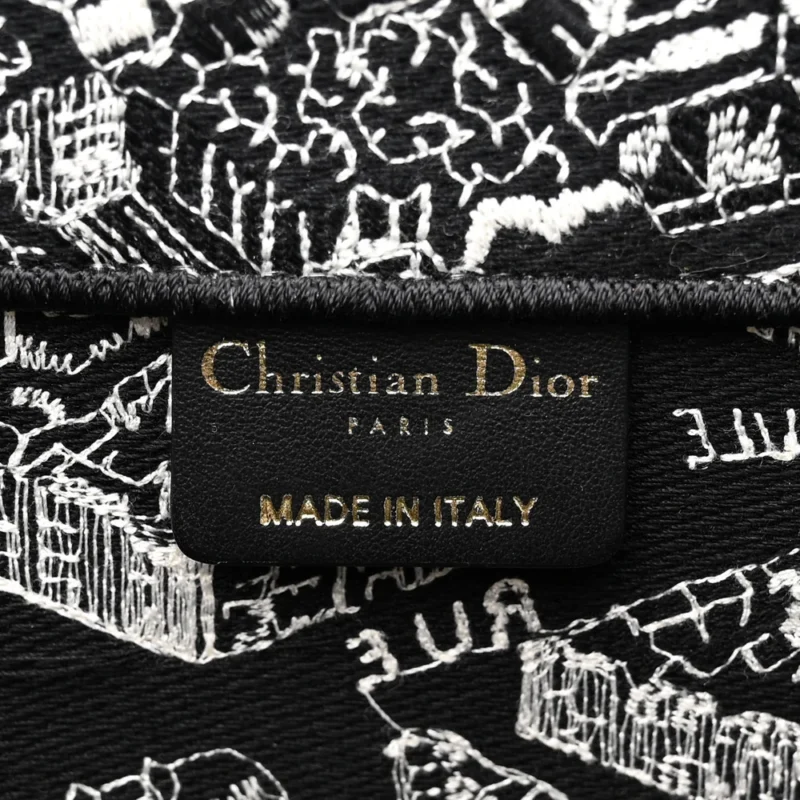 DIOR MEDIUM PLAN DE PARIS BOOK TOTE BLACK/WHITE EMBROIDERED CANVAS - Image 2
