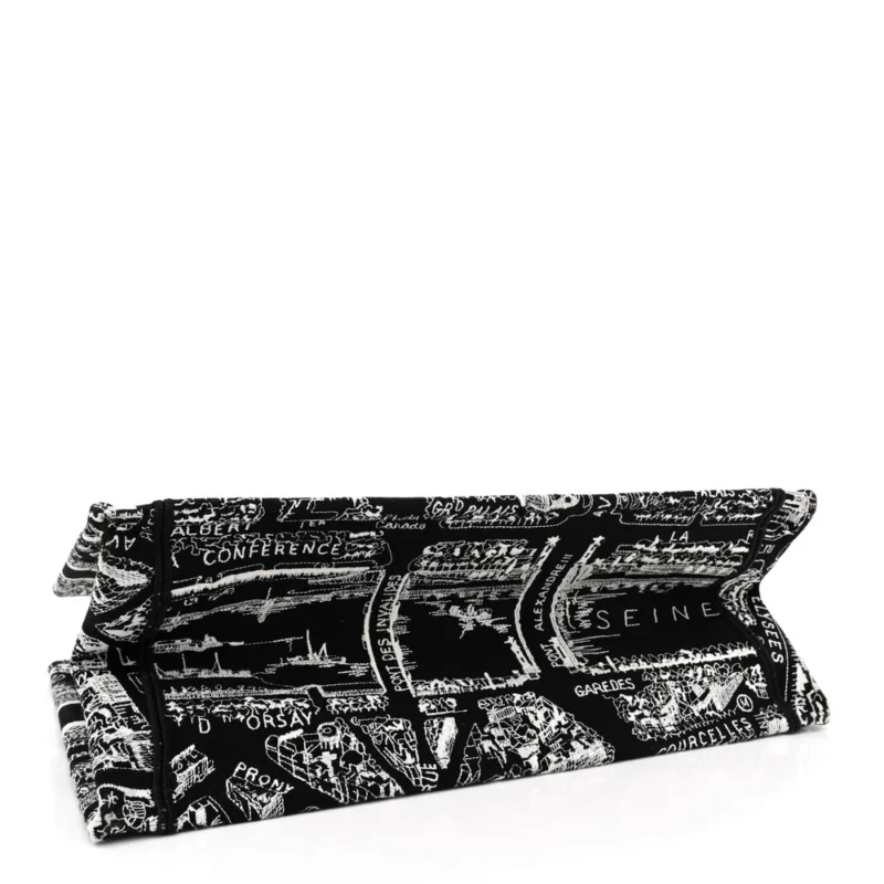 DIOR MEDIUM PLAN DE PARIS BOOK TOTE BLACK/WHITE EMBROIDERED CANVAS - Image 6