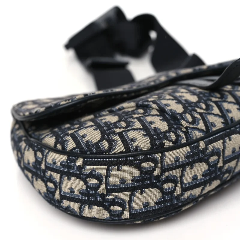 DIOR MEDIUM MEN??S SADDLE BAG BLUE OBLIQUE CANVAS SILVER HARDWARE - Image 4