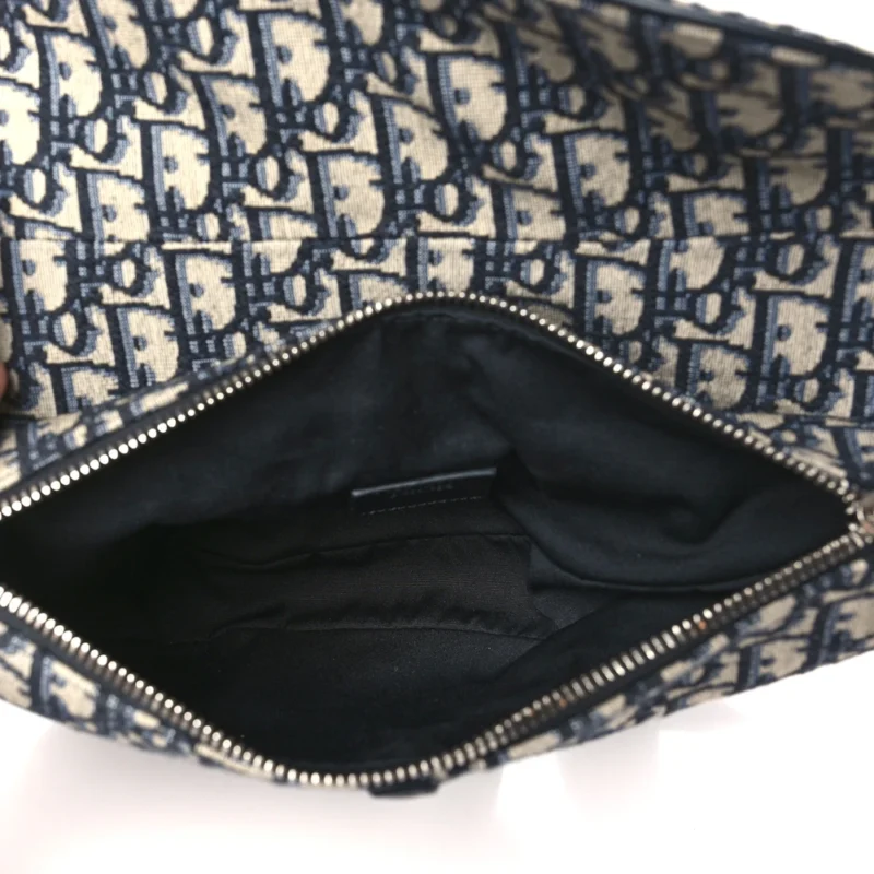 DIOR MEDIUM MEN??S SADDLE BAG BLUE OBLIQUE CANVAS SILVER HARDWARE - Image 7