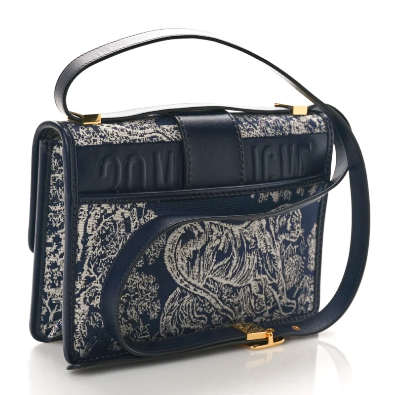 DIOR MEDIUM MONTAIGNE 30 TOILE DE JOUY FLAP BAG BLUE REVERSE CANVAS GOLD HARDWARE - Image 3