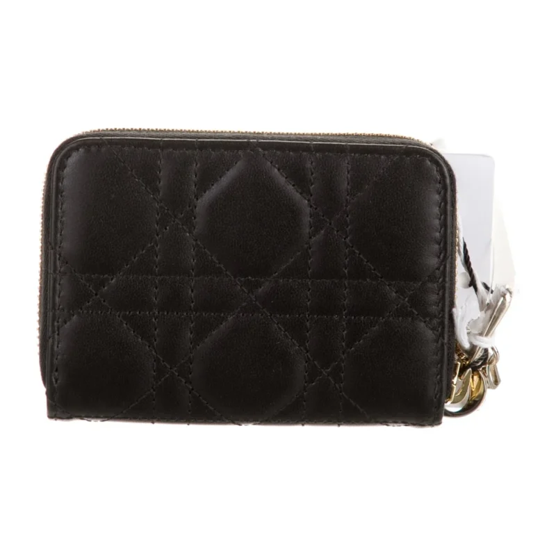 DIOR MEDIUM LADY DIOR ZIP COMPACT WALLET BLACK CALFSKIN LEATHER GOLD HARDWARE - Image 2