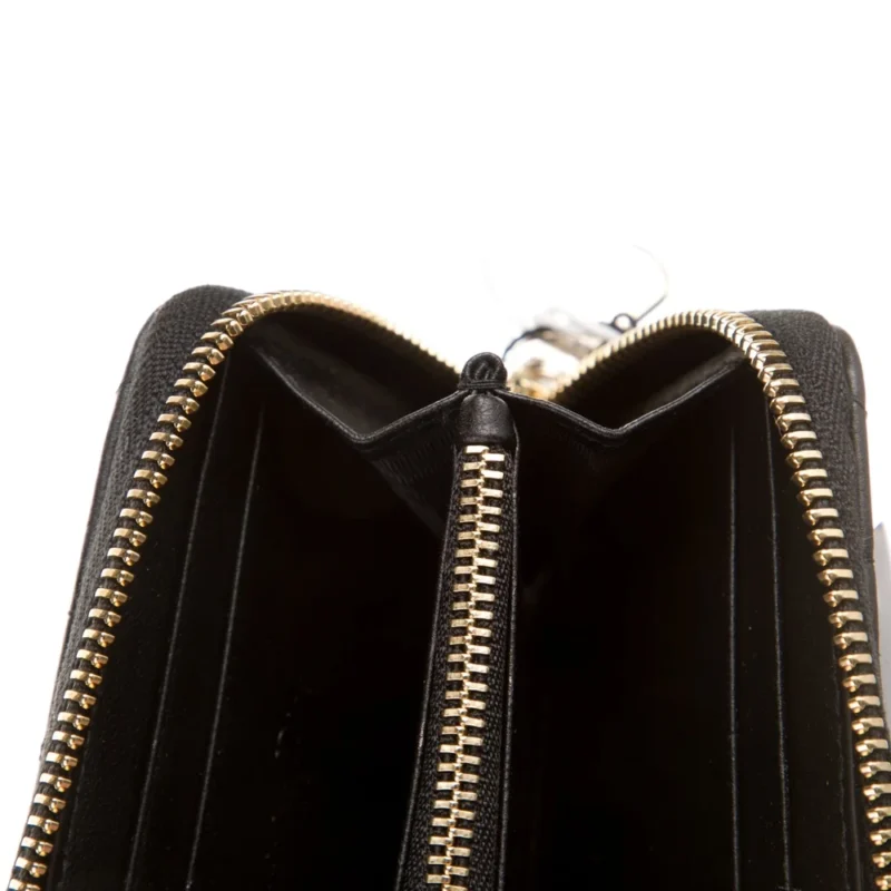 DIOR MEDIUM LADY DIOR ZIP COMPACT WALLET BLACK CALFSKIN LEATHER GOLD HARDWARE - Image 3