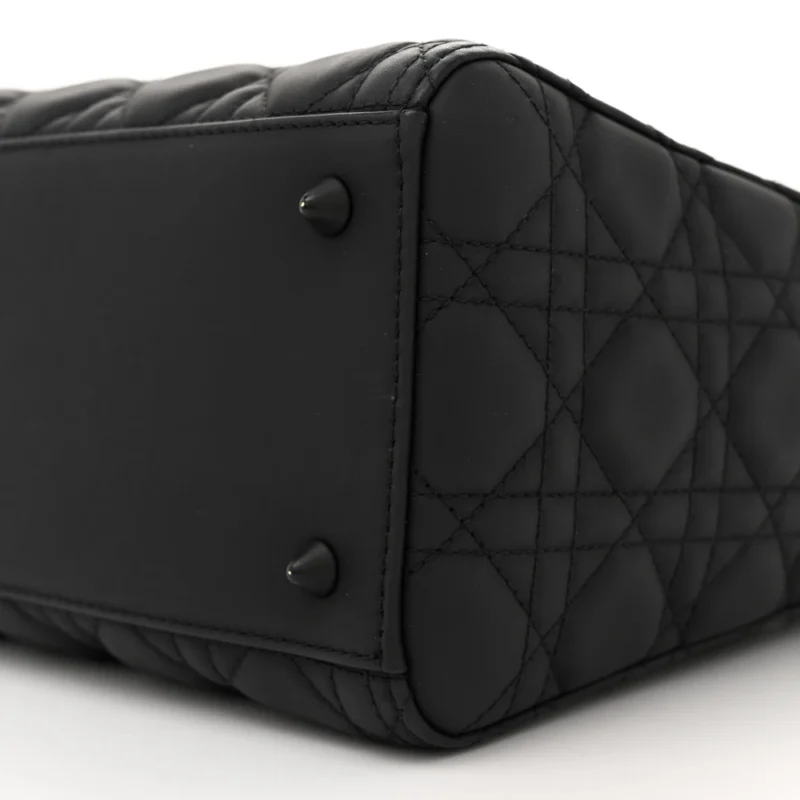 DIOR MEDIUM LADY DIOR BLACK ULTRA MATTE CANNAGE CALFSKIN LEATHER MATTE BLACK HARDWARE - Image 5