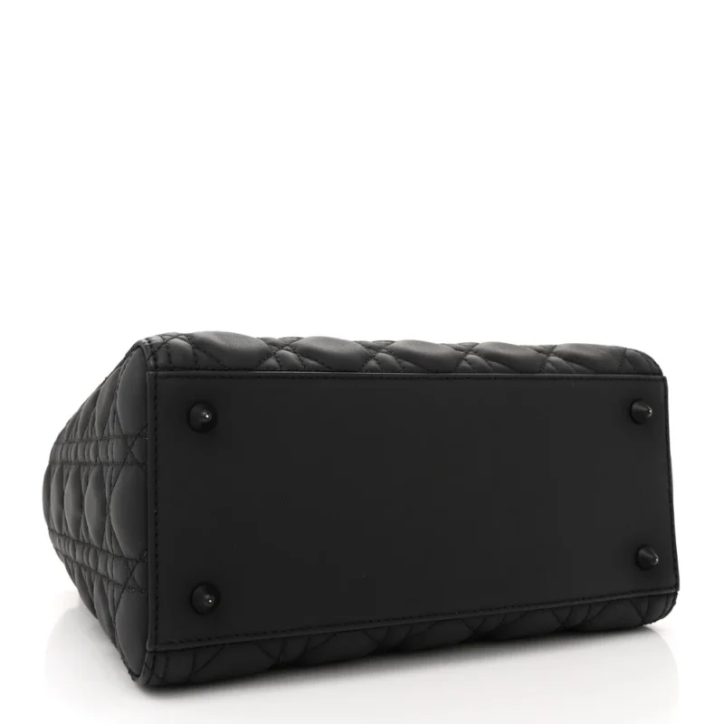 DIOR MEDIUM LADY DIOR BLACK ULTRA MATTE CANNAGE CALFSKIN LEATHER MATTE BLACK HARDWARE - Image 6