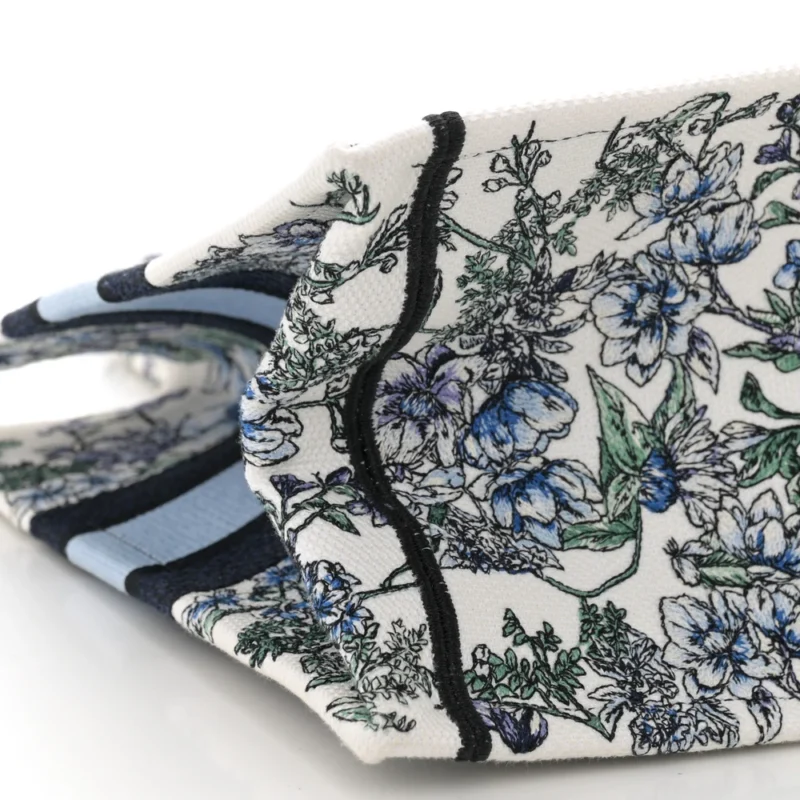 DIOR MEDIUM FLOWERS BOOK TOTE BLUE MULTICOLOR EMBROIDERED CANVAS - Image 3