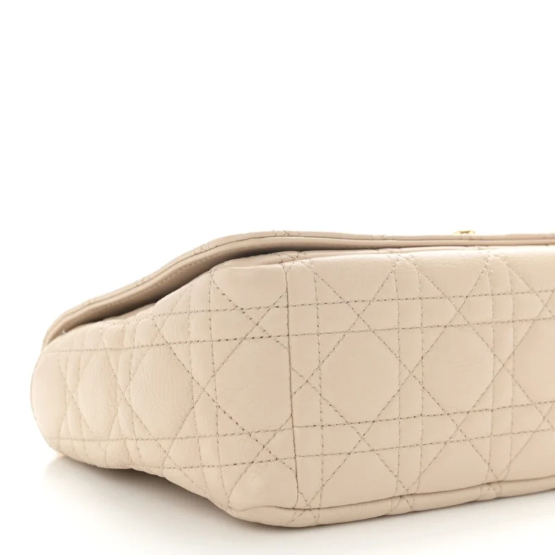 DIOR MEDIUM CARO BAG BEIGE SUPPLE CANNAGE CALFSKIN LEATHER GOLD HARDWARE - Image 4