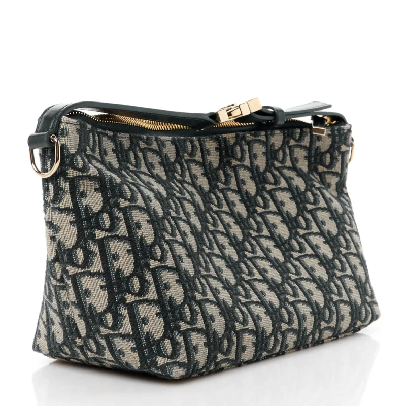 DIOR MEDIUM DIORTRAVEL NOMAD POUCH BLUE OBLIQUE CANVAS GOLD HARDWARE - Image 3