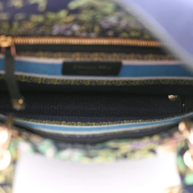 DIOR MEDIUM D-CONSTELLATION LADY D-LITE BLUE MULTICOLOR EMBROIDERED CANVAS GOLD HARDWARE $410 - Image 7