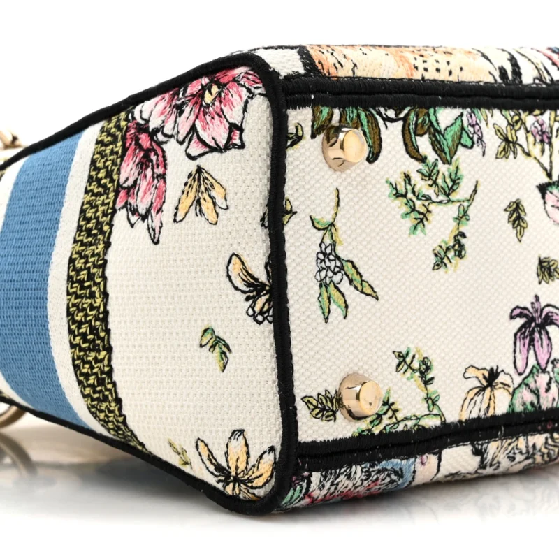DIOR MEDIUM D-CONSTELLATION LADY D-LITE LATTE MULTICOLOR EMBROIDERED CANVAS GOLD HARDWARE - Image 4
