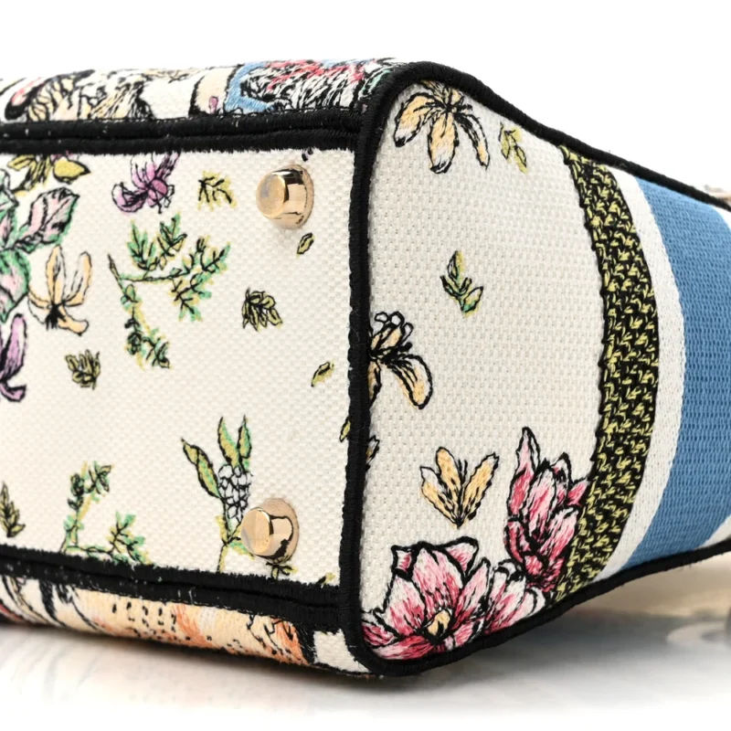 DIOR MEDIUM D-CONSTELLATION LADY D-LITE LATTE MULTICOLOR EMBROIDERED CANVAS GOLD HARDWARE - Image 5