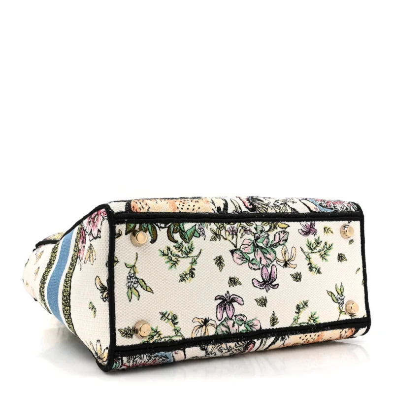DIOR MEDIUM D-CONSTELLATION LADY D-LITE LATTE MULTICOLOR EMBROIDERED CANVAS GOLD HARDWARE - Image 6