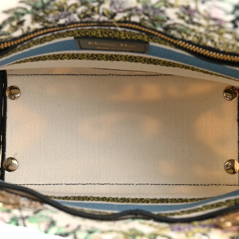 DIOR MEDIUM D-CONSTELLATION LADY D-LITE LATTE MULTICOLOR EMBROIDERED CANVAS GOLD HARDWARE - Image 7