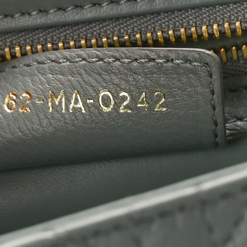 DIOR MEDIUM CARO BAG ETHEREAL GREY CANNAGE CALFSKIN LEATHER GOLD HARDWARE - Image 8