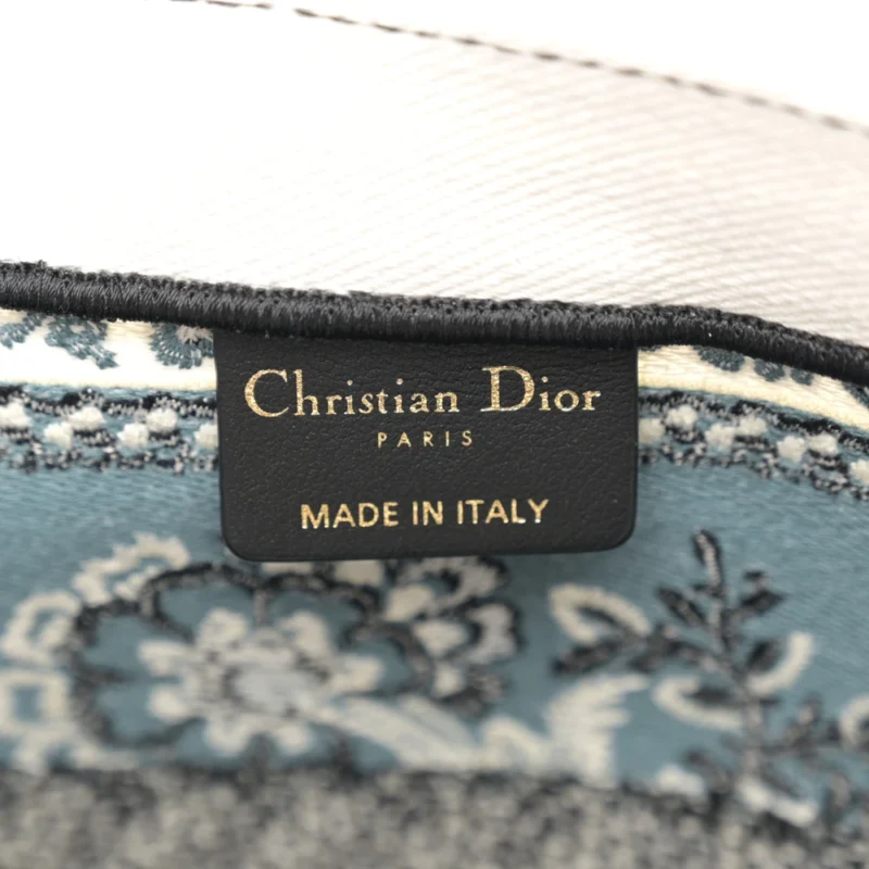 DIOR MEDIUM BUTTERFLY BANDANA BOOK TOTE BLACK/WHITE EMBROIDERED CANVAS - Image 2