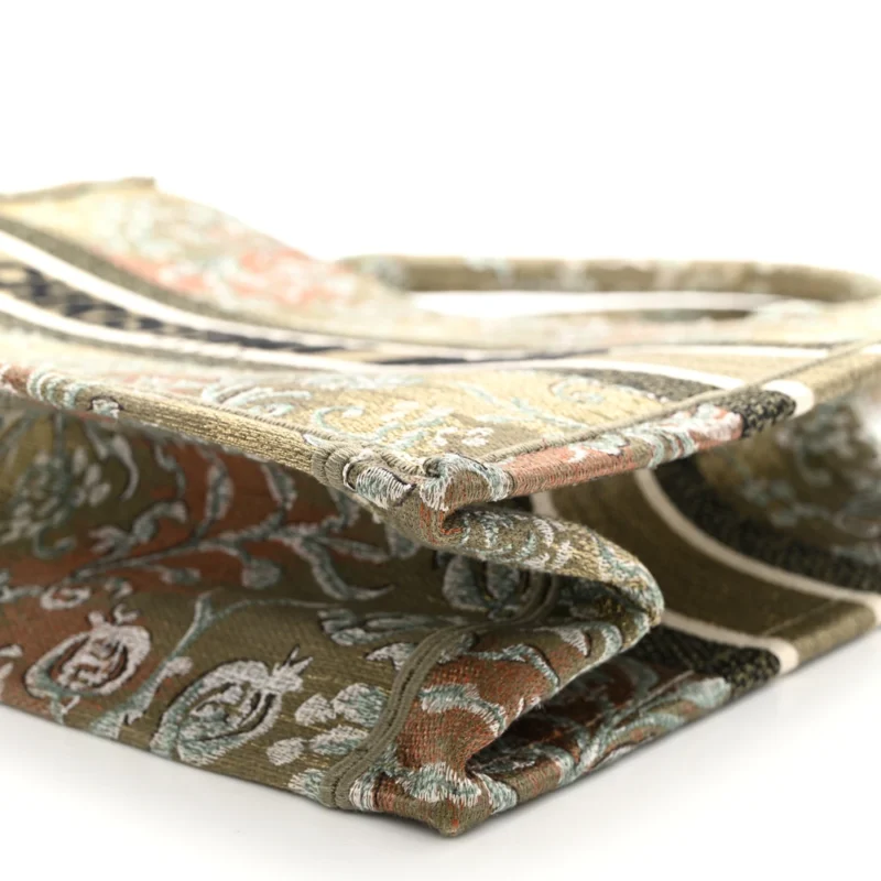 DIOR MEDIUM BROCART BOOK TOTE METALLIC GREEN EMBROIDERED CANVAS - Image 5
