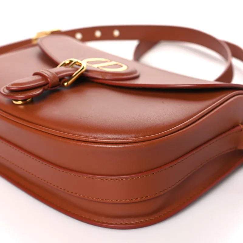 DIOR MEDIUM BOBBY FLAP BAG DARK TAN BOX CALFSKIN LEATHER GOLD HARDWARE - Image 5