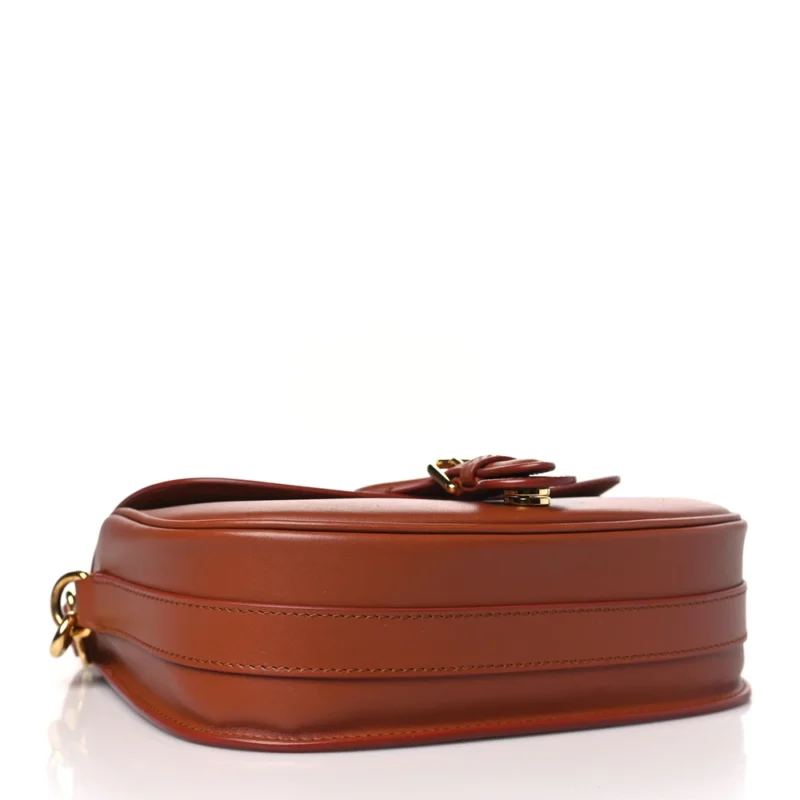 DIOR MEDIUM BOBBY FLAP BAG DARK TAN BOX CALFSKIN LEATHER GOLD HARDWARE - Image 6