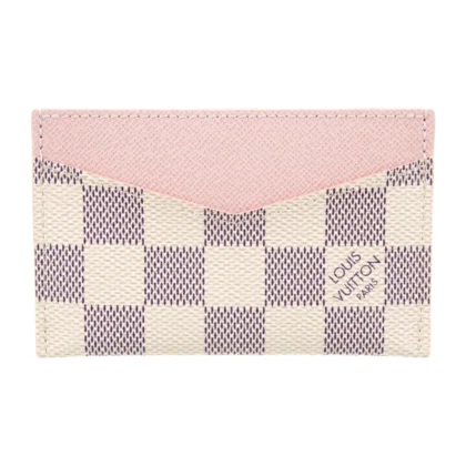 LOUIS VUITTON SMALL CARD HOLDER NEUTRALS DAMIER AZUR PATTERN CANVAS