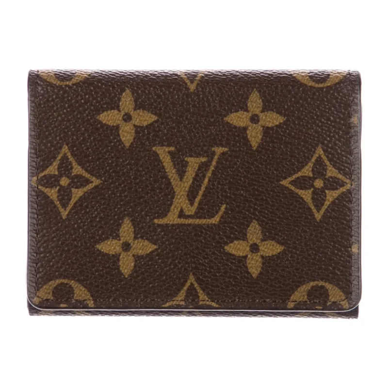 LOUIS VUITTON MEDIUM COMPACT WALLET BROWN LV MONOGRAM CANVAS GOLD HARDWARE