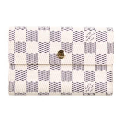 LOUIS VUITTON MEDIUM ALEXANDRA WALLET DAMIER AZUR PATTERN COATED CANVAS BRASS HARDWARE