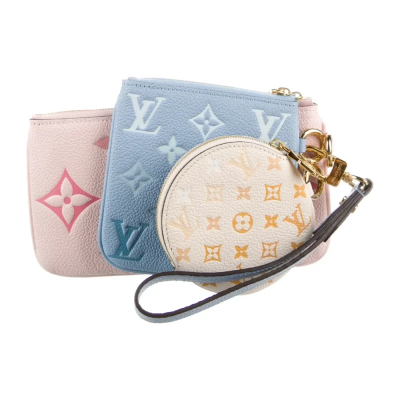 LOUIS VUITTON LARGE BY THE POOL WRISTLET PINK MONOGRAM EMPREINTE LEATHER GOLD HARDWARE