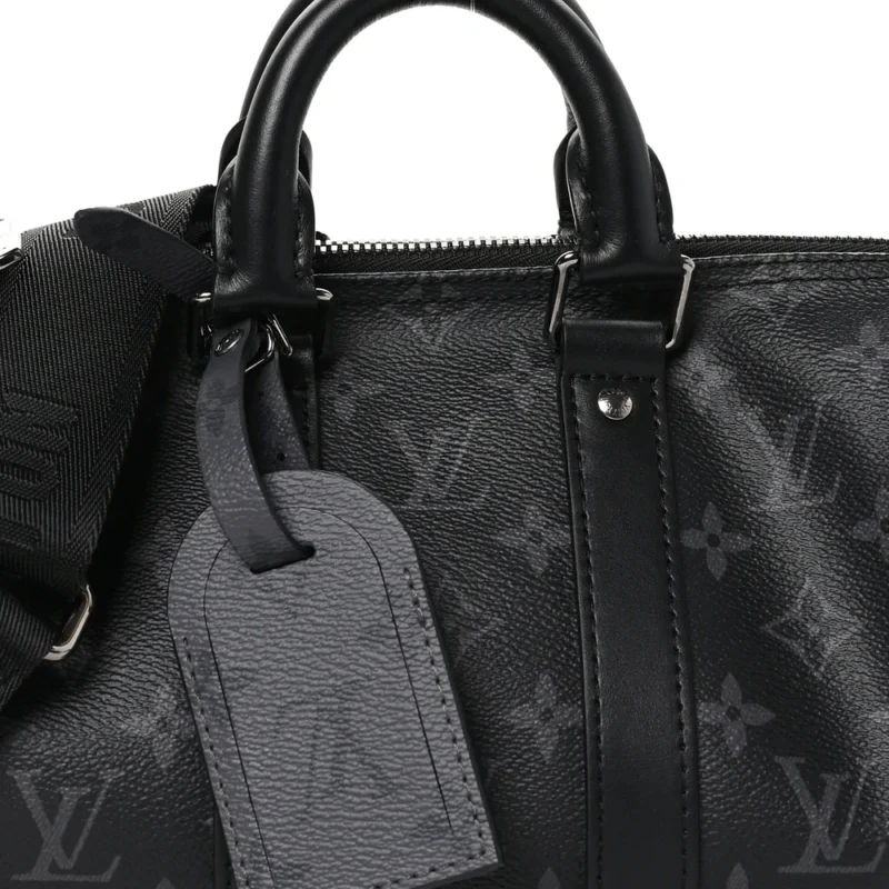 LOUIS VUITTON KEEPALL BANDOULIERE 25 REVERSE MONOGRAM ECLIPSE CANVAS SILVER HARDWARE - Image 8