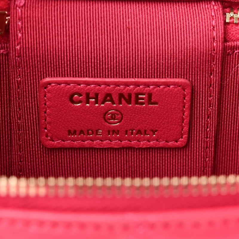 CHANEL TRENDY MINI VANITY CASE WITH CHAIN DARK PINK QUILTED LAMBSKIN LEATHER GOLD HARDWARE - Image 2