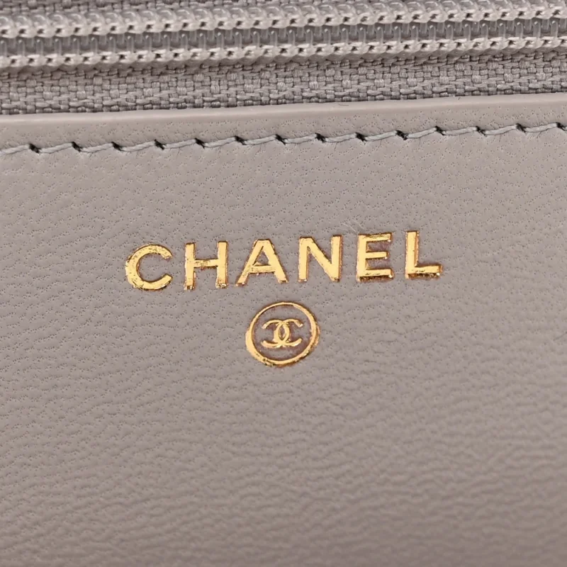 TRENDY CHANEL WALLET ON CHAIN - GREY LAMBSKIN - Image 2