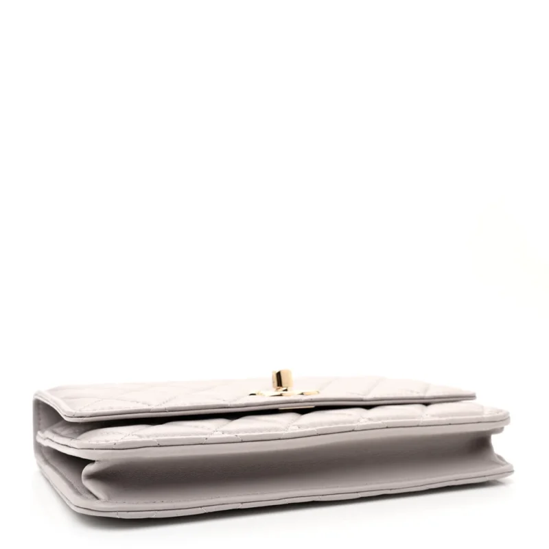 TRENDY CHANEL WALLET ON CHAIN - GREY LAMBSKIN - Image 6