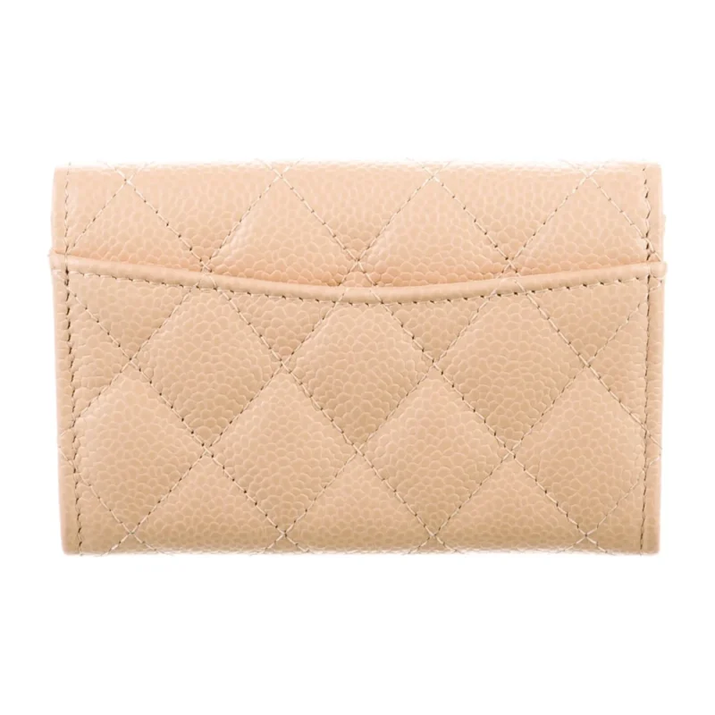 CHANEL SMALL INTERLOCKING CC LOGO COMPACT WALLET QUILTED CAVIAR LEATHER SILVER HARDWARE - Image 2