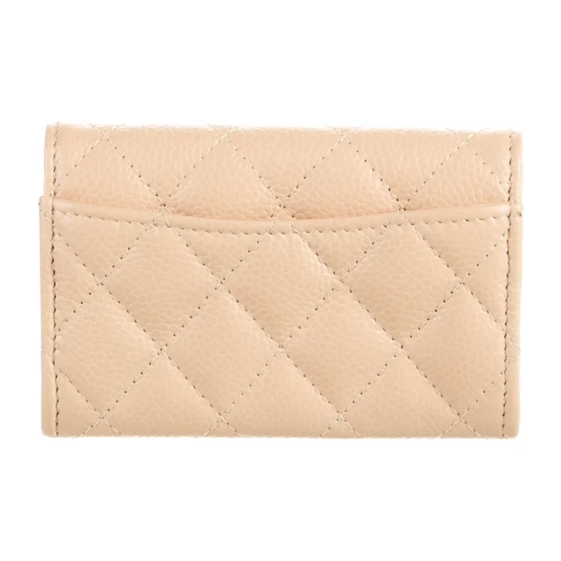CHANEL SMALL INTERLOCKING CC LOGO WALLET NEUTRALS GRAINED CALFSKIN LEATHER GOLD HARDWARE - Image 2