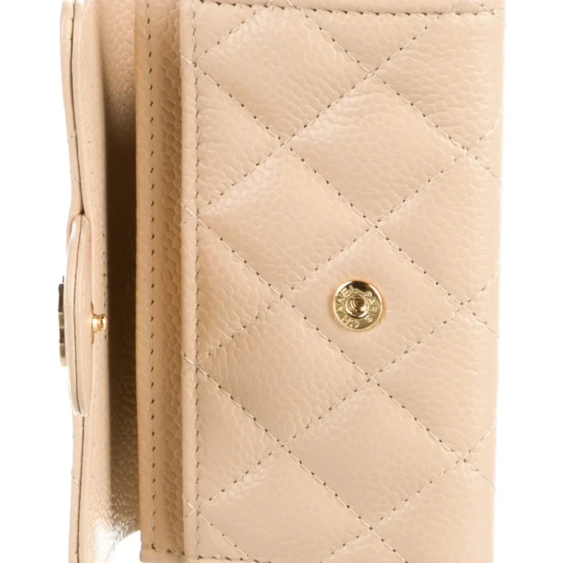 CHANEL SMALL INTERLOCKING CC LOGO WALLET NEUTRALS GRAINED CALFSKIN LEATHER GOLD HARDWARE - Image 3