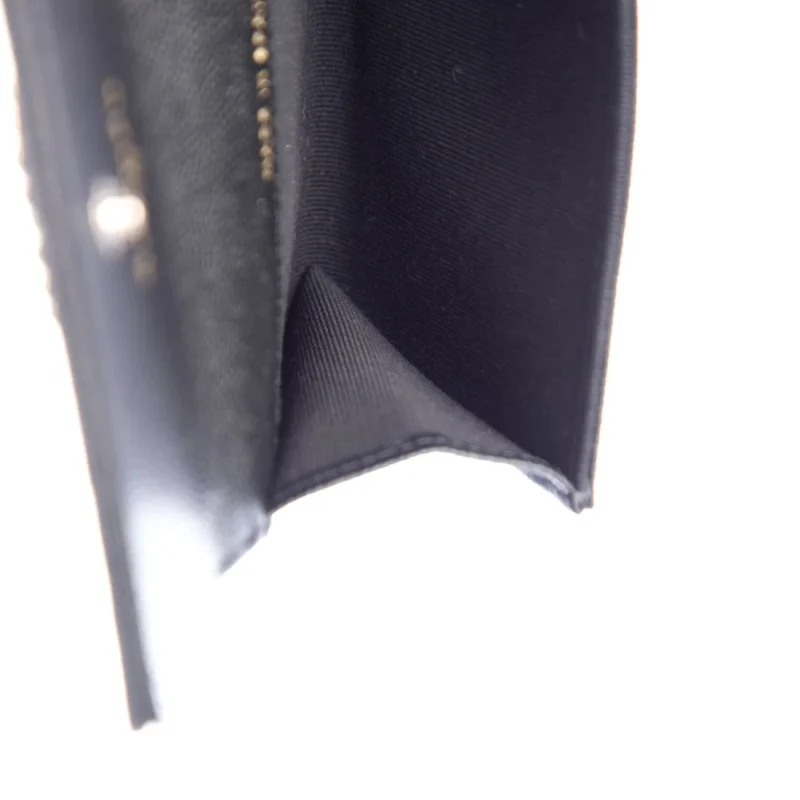 CHANEL SMALL INTERLOCKING CC LOGO WALLET BLACK QUILTED CAVIAR LEATHER SILVER HARDWARE - Image 3
