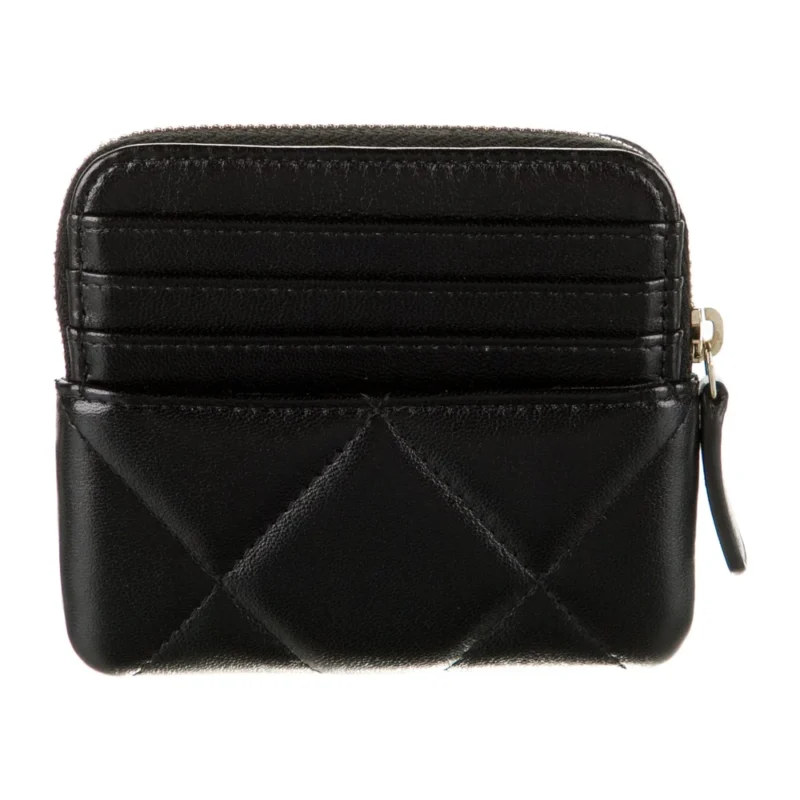 CHANEL SMALL INTERLOCKING CC LOGO LEATHER WALLET BLACK QUILTED LEATHER GOLD HARDWARE - Image 2