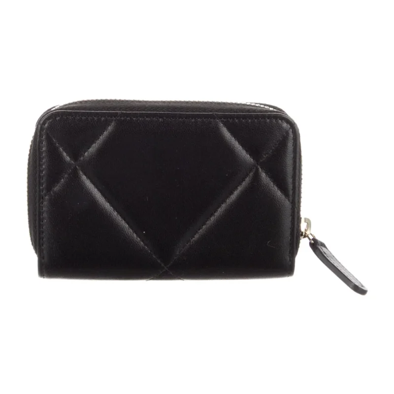 CHANEL SMALL INTERLOCKING CC LOGO QUILTED PATTERN WALLET BLACK LAMBSKIN LEATHER GOLD HARDWARE - Image 2