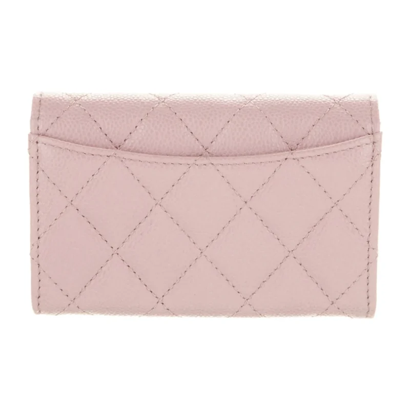 CHANEL SMALL INTERLOCKING CC LOGO COMPACT WALLET PINK QUILTED LEATHER SILVER HARDWARE - Image 2