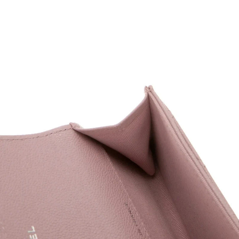 CHANEL SMALL INTERLOCKING CC LOGO COMPACT WALLET PINK QUILTED LEATHER SILVER HARDWARE - Image 3