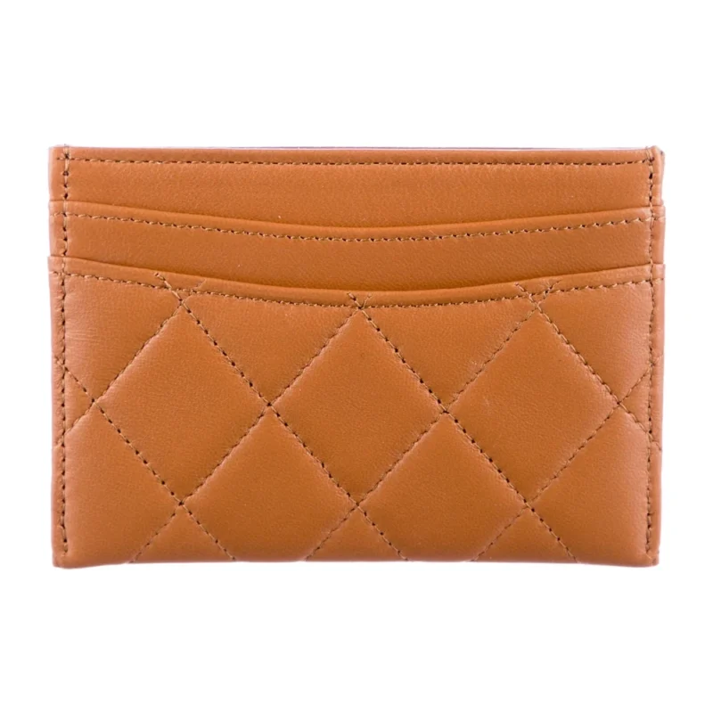 CHANEL SMALL INTERLOCKING CC LOGO CARD HOLDER BROWN CAVIAR LEATHER GOLD HARDWARE - Image 2