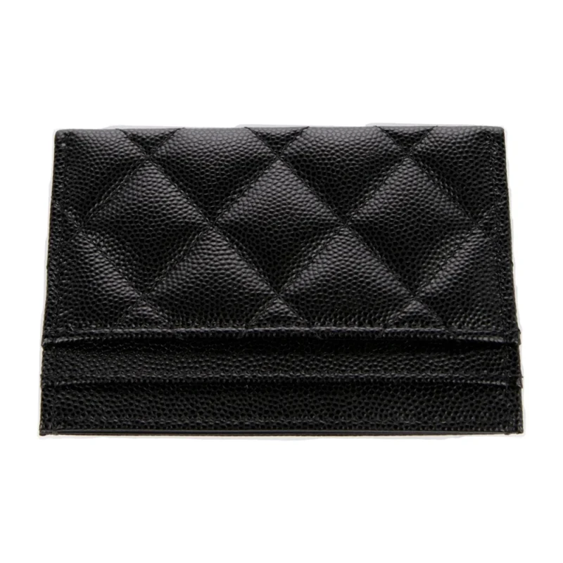 CHANEL SMALL INTERLOCKING CC LOGO CARD HOLDER BLACK LAMBSKIN LEATHER GOLD HARDWARE - Image 2