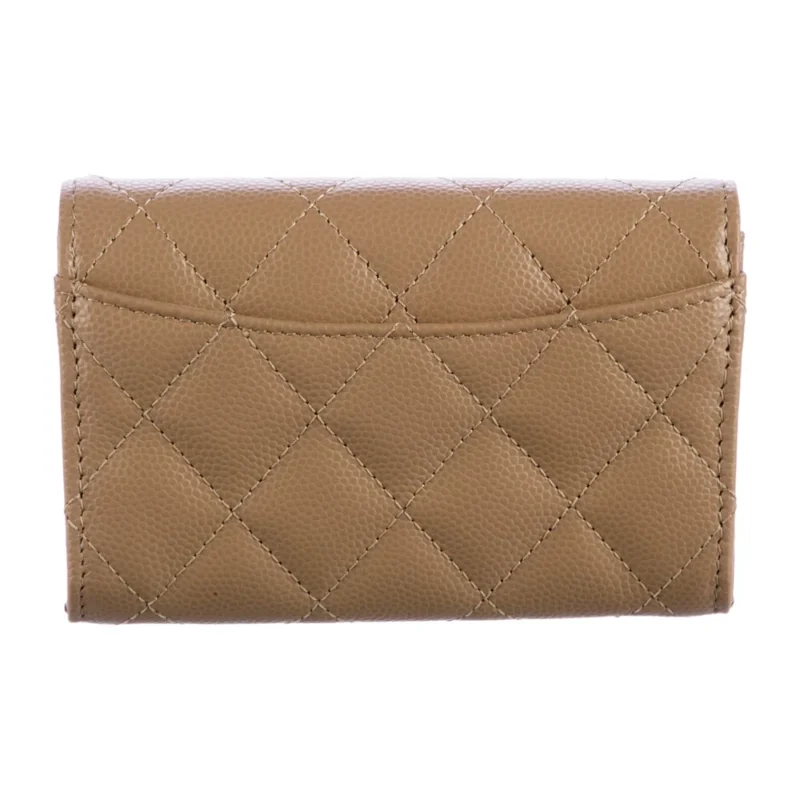 CHANEL SMALL FLAP CARD HOLDER WALLET NEUTRALS QUILTED LEATHER SILVER HARDWARE - Image 2