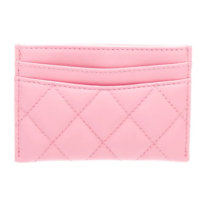 CHANEL SMALL CLASSIC CARD HOLDER PINK GRAINED CALFSKIN LEATHER GOLD HARDWARE - Image 2