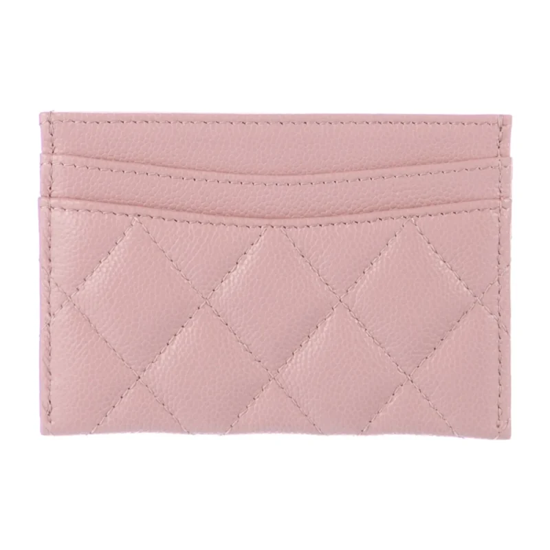 CHANEL SMALL CARD HOLDER PINK QUILTED LEATHER SILVER HARDWARE - Image 2