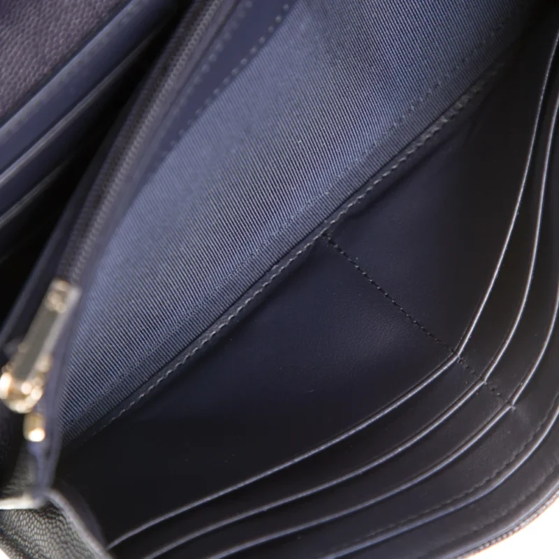 CHANEL MEDIUM INTERLOCKING CC LOGO CONTINENTAL WALLET BLUE LAMBSKIN LEATHER GOLD HARDWARE - Image 3