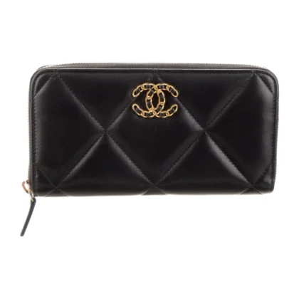 CHANEL MEDIUM CONTINENTAL WALLET BLACK QUILTED LEATHER GOLD HARDWARE